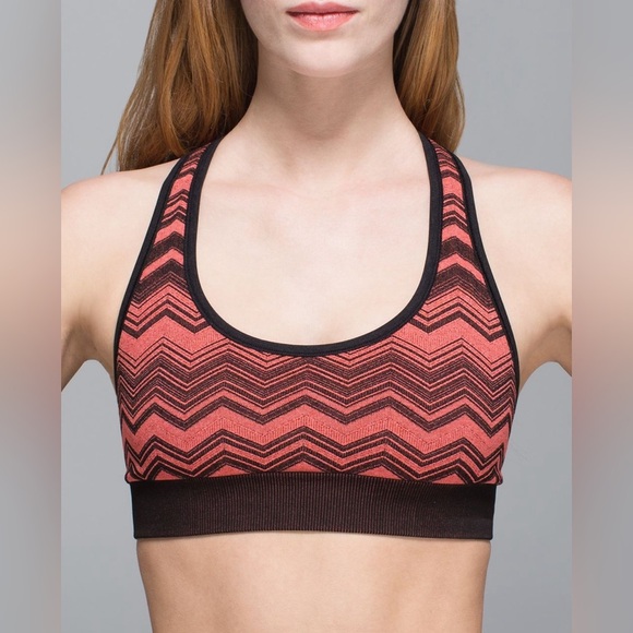 Lululemon Ebb & Flow Racerback Bra Reversible Heathered Electric Coral Size 4 - Picture 1 of 12